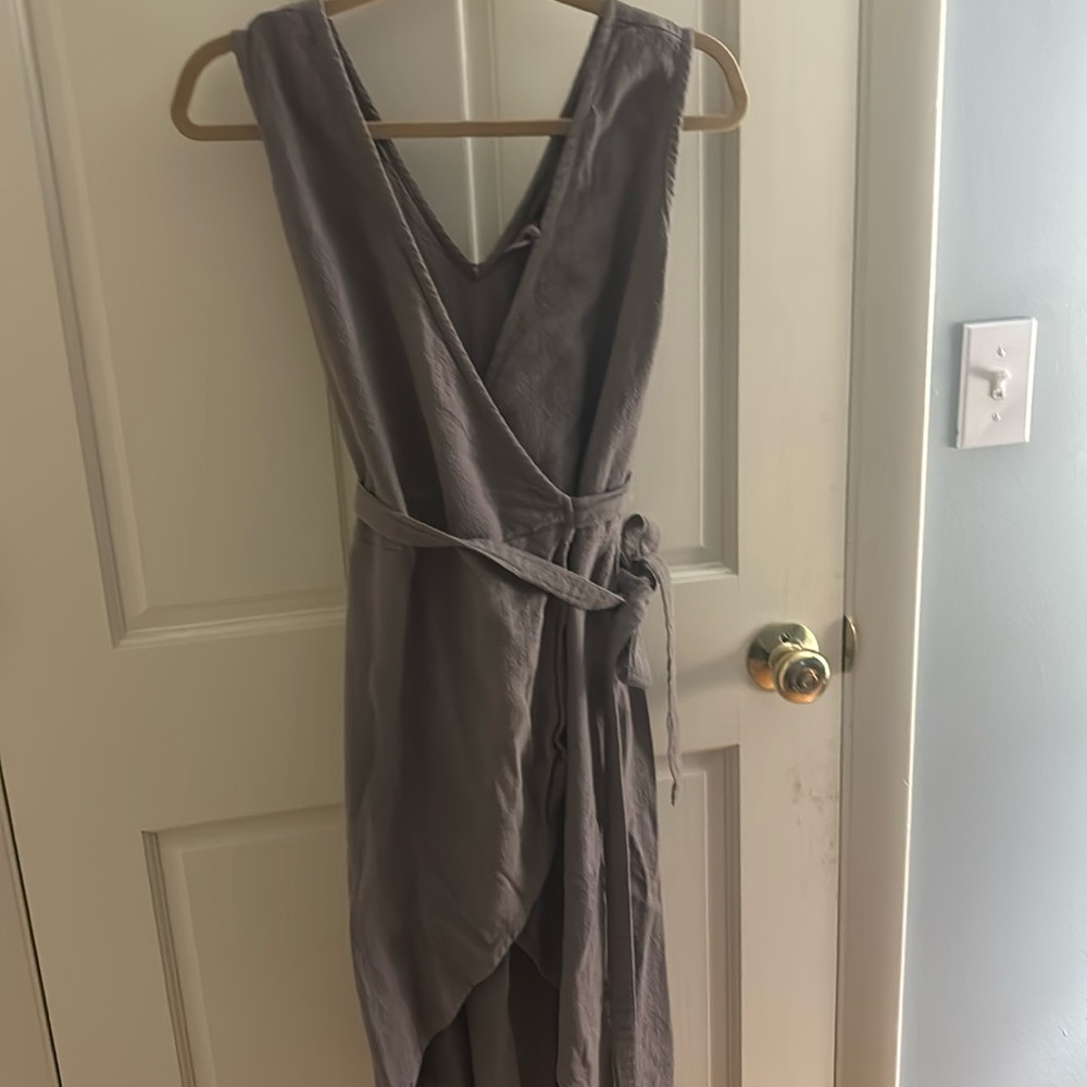 Aya asymmetrical raw linen dress